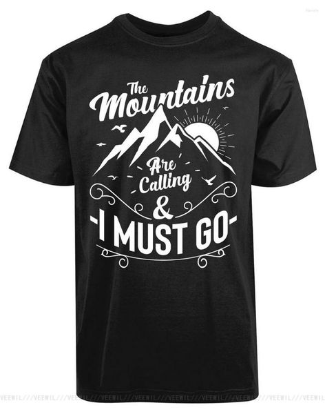 Camisetas masculinas As montanhas estão chamando e eu devo ir camiseta masculina de camiseta de algodão da natureza bela Camise de algodão para a juventude