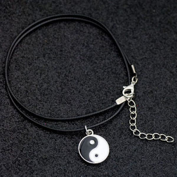 Nuovo ciondolo in argento tibetano Yin Yang Star Gesù Fish Pentagram Necklace Charcher Black Leather Cord Factory Factory Prezzo gioielli fatti a mano