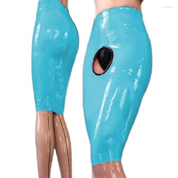 Röcke Damen Leder Slim Bleistift Vintage Sexy Neuheit Exotisch Club Latexrock Vorderloch-Design in Volltonfarbe mit Reißverschluss hinten 7XLRöcke