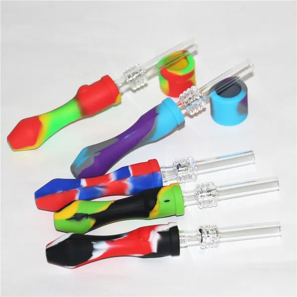 fumo Mini nettare di vetro in silicone con punte da 10 mm in titanio e quarzo Reclaim Catchers Nector Kit strumento per cera dabber