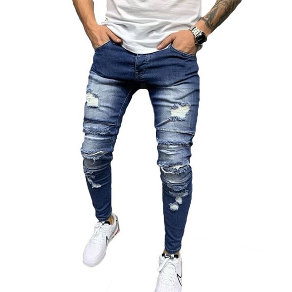 Jeans designer de jeans Menas de moda lavagem de branqueamento Rapped hole skinny retro jeans de jeans masculino de alta qualidade de rua 220927