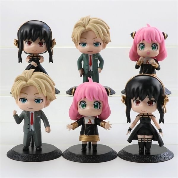 Anime Manga 10CM 16Pcs Anime Spy X Famiglia PVC Anya Loid Yor Forger Chibi Anua Figura con Base Figurine Modello Bambole Giocattolo Regali per Bambini 220923