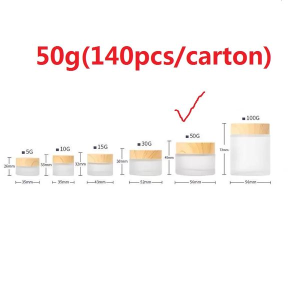 Bottiglia per la crema per gli occhi del viso Vaso cosmetico in vetro smerigliato 5ml 10ml 15ml 30ml 50ml 100ml Confezione per la conservazione della cura della pelle con tappo in grana di legno 50g