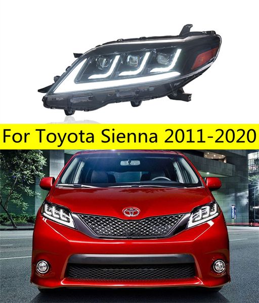 Sienna için Araç Işıkları 20 11-20 20 LED DRL OTOMATİK FARLILAR MONTAJ BICODAL LENS DINAMİM LAMP ANTİKA ANIMLASI Vurgu Aksesuarları