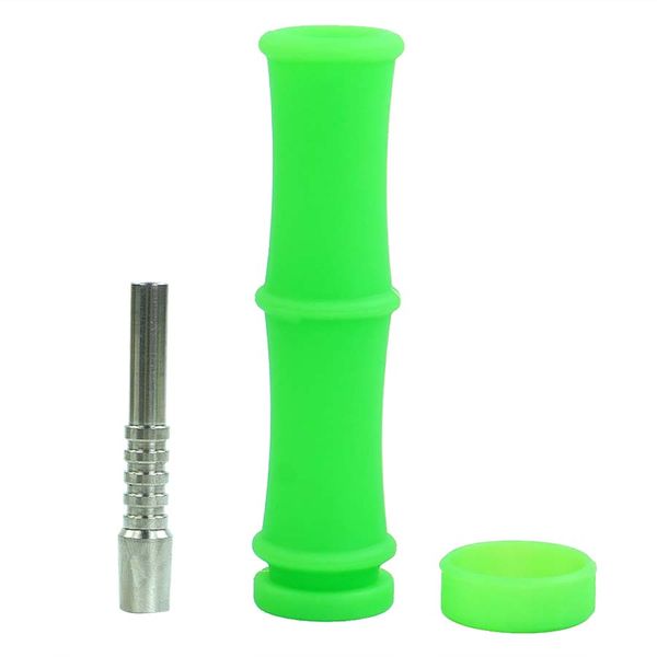Hookahs Bamboo Joint Titanium Pin estilo silicone Fumaça de mão Acessórios para fumantes Dab Rig Bubbler