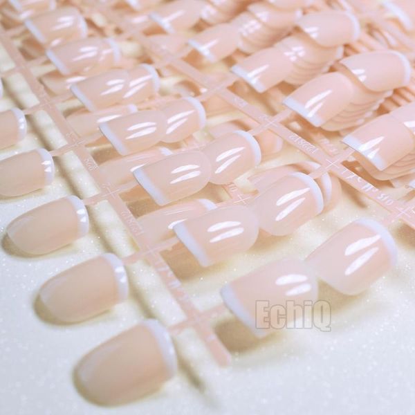 False unhas 240pcs 10 conjuntos naturais bege nude cor rosa branca francesa falsa capa completa manicure falsa unha para escritório