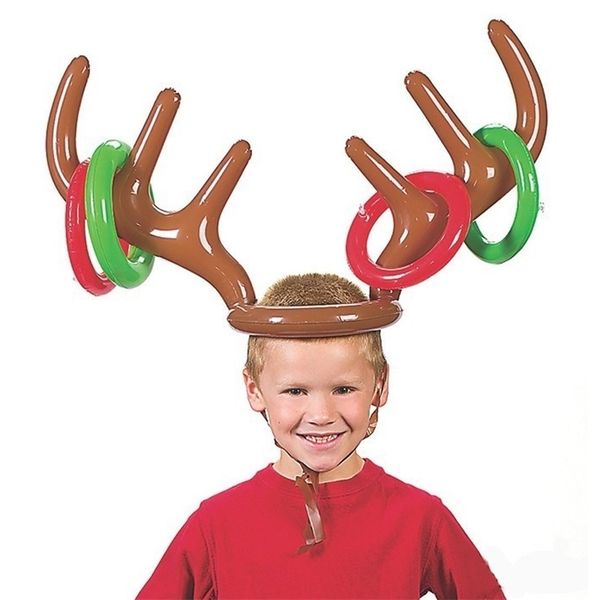 Noel Oyuncak Malzemeleri Oyunu Şişirilebilir Santa Komik Ren Geyiği Antler Şapka Yüzük Çocuklar Hediye Yıl Açık Şişirilmiş Oyuncaklar 220924