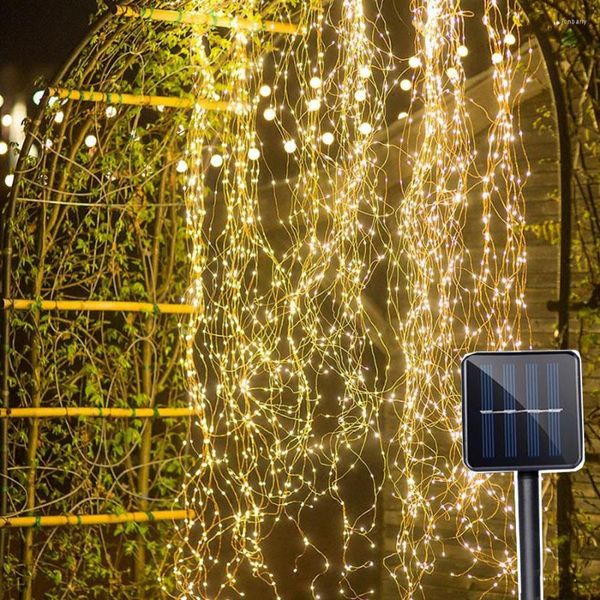 Strings Beiaidi 200 LED Solar Powered Vine Copper String Fairy Lighting Light Can Plants Firefly Branch de Árvore