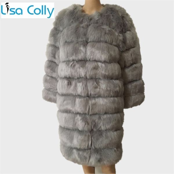 Kadın kürk sahte 90cm lüks kadınlar kış uzun kollu ceket ceket kabarık s ceket palto palto sahte dışarık 220927