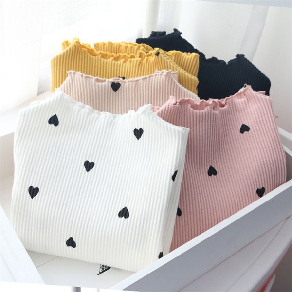 T-shirt Orso Leader Ragazze Lovely Heart Print Maglioni 2022 Nuovo Autunno Bambini Baby Cute Modello Abbigliamento Abiti di moda Abiti casual 20220927 E3