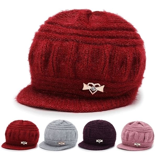 Beanie / Skull Caps Beanieskull Moda Mulheres Quente Beanie Cap Chapéu Senhora Outono Inverno Grosso Malha Mãe Avó para 220927