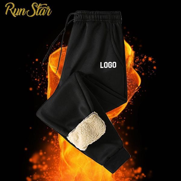 Calças masculinas mulheres de inverno personalizadas ladeiras de pêlo de pêlo grosso calça de moletom de cordão de goleta de lã correndo quente 220927