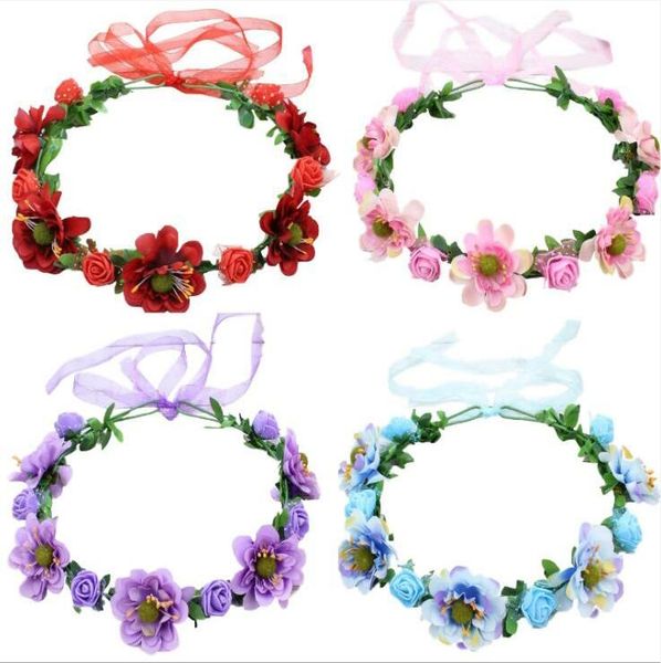 Flores artificiais Banda de cabelo Casamento Flower Crown Crown F￩rias Wrinals Wedding Wedding Garland Hair Band Decora￧￣o Artificial Rre14510