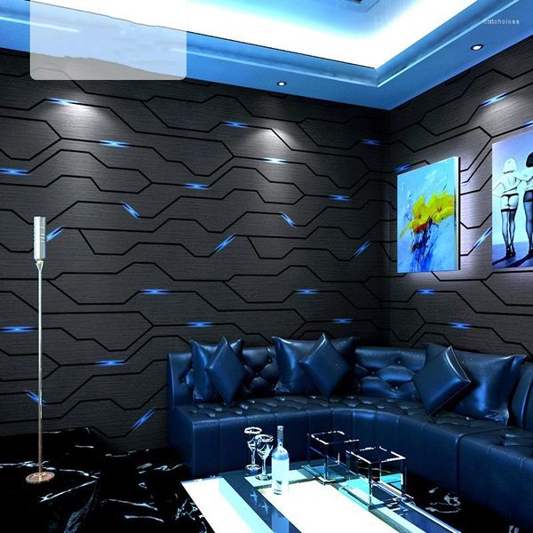 Tapeten KTV Tapete Wandverkleidung 3D Stereo Musik Bar Dekoration Flash Technologie Sense Gaming Room Papier Grün Blau Lila