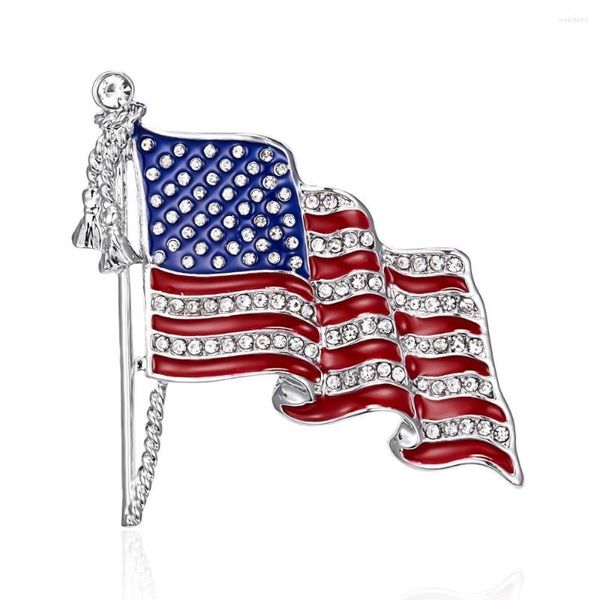 Broches American Bandeira Americana Pintura de Óleo Broche Pinos Azul Blilhão Vermelho Flagpole USA Chapéu de Moda Country Mundo Botão Lappel Pin Pin