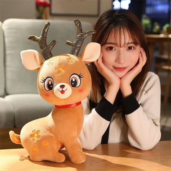 Weihnachtsspielzeugzubehör 334753CM Kawaii Sika Deer Plüschtiere Schöne kleine Plüschpuppen Gefüllte weiche Tierkissen Fantastisches Dekorgeschenk 220924