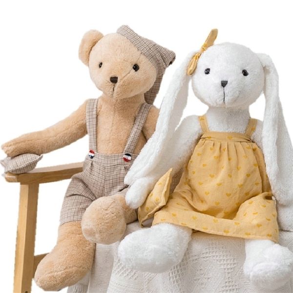 Plüschpuppen, lange Ohren, lange Beine, Hase, Babybeschwichtigungsspielzeug, Plüschtier, Pyjama, Partykleid, brauner Teddybär, Plüschtiere, Kuscheltier, Weihnachtsgeschenk 220927