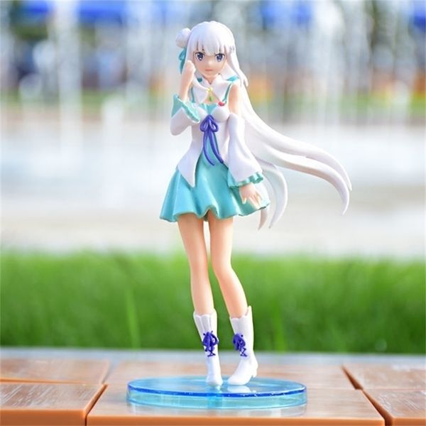 Anime Manga Style 17cm Anime re Life em um mundo diferente de zero rem emilia garota figura pvc ação figura coleta modelo brinquel 220923