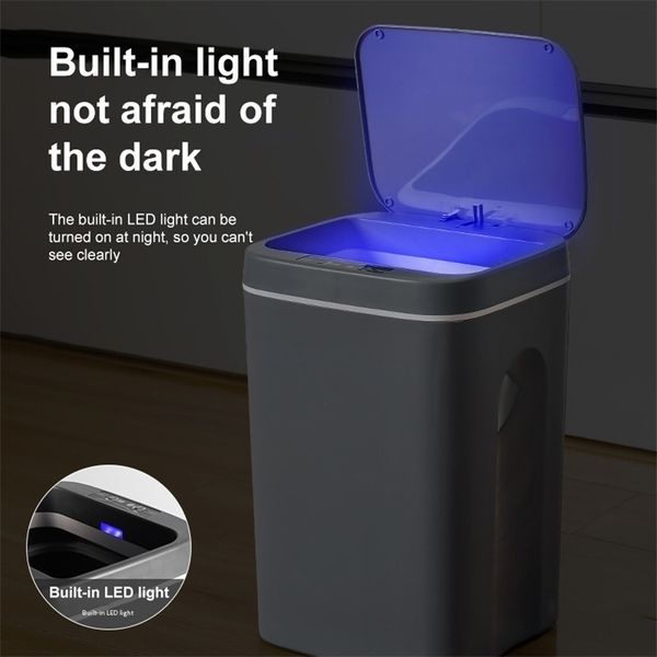 Lixo lixo lixo inteligente lata para banheiro inteligente sensor automático lixo cesta de banheiros à prova d'água 12-16L 220927
