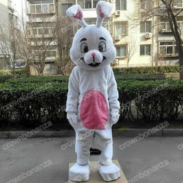 Halloween weiße Kaninchen-Maskottchen-Kostüme, Osterhasen-Cartoon-Charakter-Outfit, Anzug, Weihnachten, Outdoor-Party-Outfit, Werbebekleidung in Erwachsenengröße