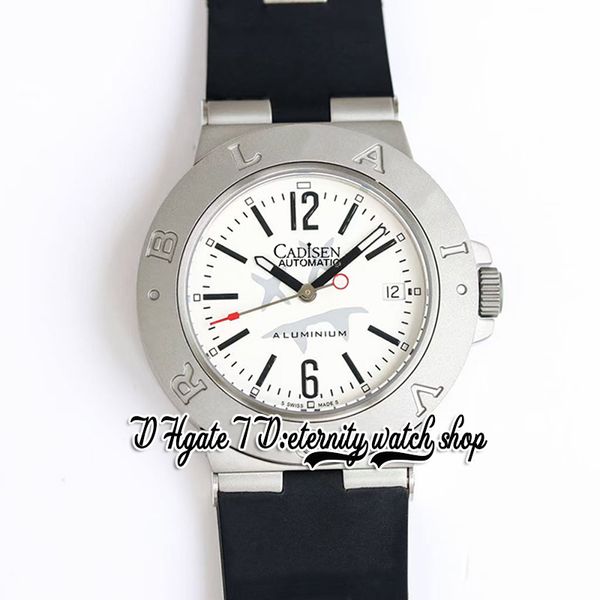 2022 dx103539 orologio da uomo meccanico automatico in alluminio 40 mm logo lettera lunetta quadrante bianco marcatori stick cassa in acciaio cinturino in caucciù eternity orologi