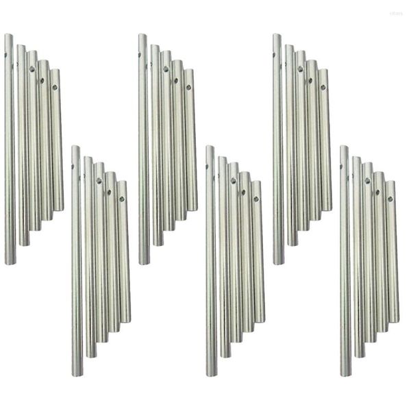 Estatuetas decorativas 30pcs Diferentes tubos de greve de vento de comprimento Definir tom de prata vazio kit para fazer o jardim doméstico decoração de suspensão ao ar livre