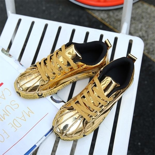 Kleidschuhe Klywoo Unisex Gold Trend Sneakers für Männer Hip Hop Casual S Tennis Big Size46 Sport Laufen Reisen 220924