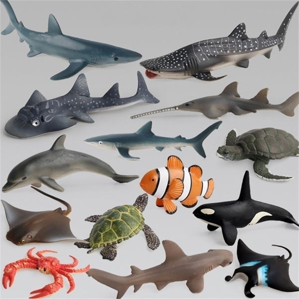 Anime Manga Ozean Meer Leben Simulation Tier Modell Sets Hai Wal Schildkröte Krabbe Delphin Aktion Spielzeug Figuren Kinder Eonal Sammlung geschenk 220923