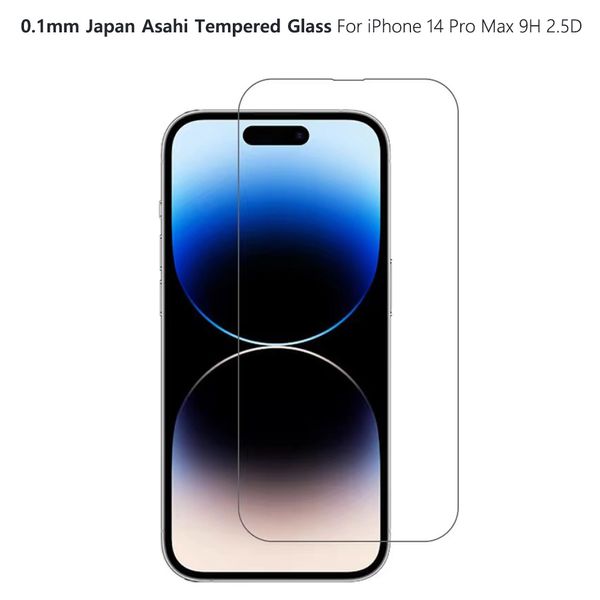 0,1 мм Япония Asahi Стеклянные экраны защиты для iPhone 14 13 12 Pro XS Max Huawei Mate40 Samsung S10E 9H 2,5D Anti-Finger Print Tempered Glass