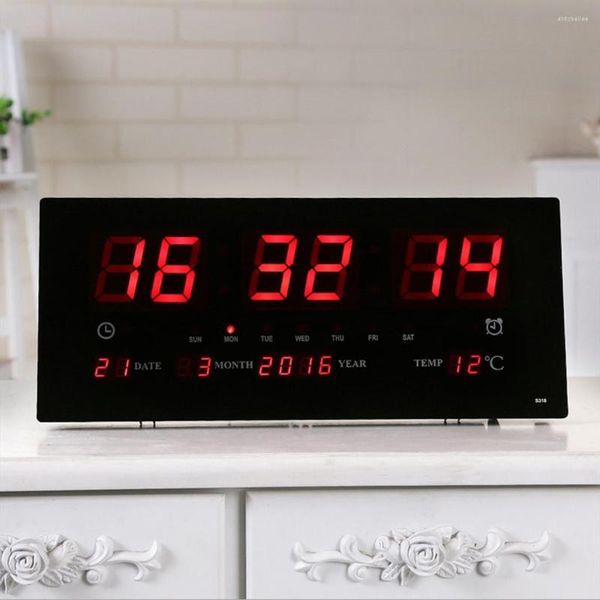 Wanduhren extra Big Screen LED Office Clock 24H Kalender -zeit - Tage Woche Jahr Temperaturmesser Projektion uns