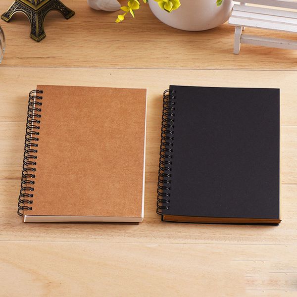 Note de notas de notas de caderno de desenho de desenho espiral para material escolar Tamanho A5 A6 100 páginas Kraft Paper Capa em branco Página 220927