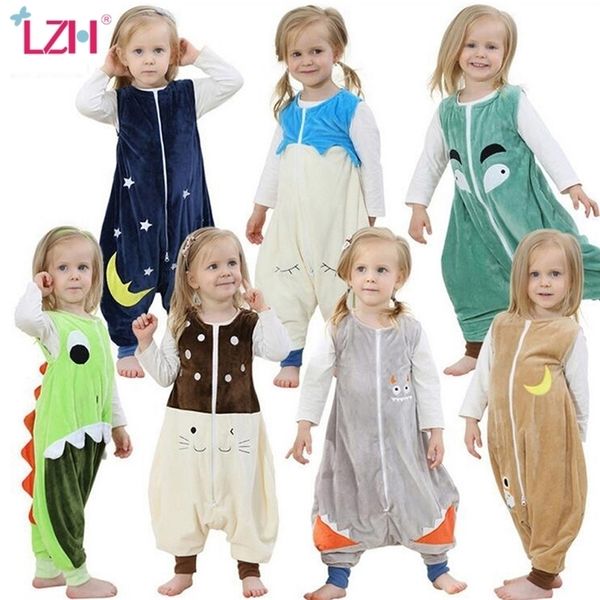 Pijamas lzh outono de inverno flanela saco de dormir jumbo gargalhada prevenir kilt besty animais cobertos dorminhocos kigurumi pijamas com pé 220927