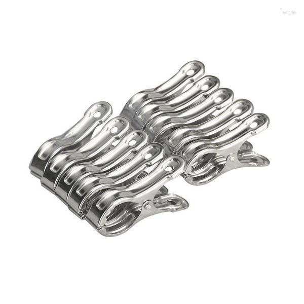 Vestiti di stoccaggio Guardaroba Molletta da bucato 10PCS Outfit Clip per telo mare in acciaio inossidabile per evitare che il vento soffi via Mollette da bucato C