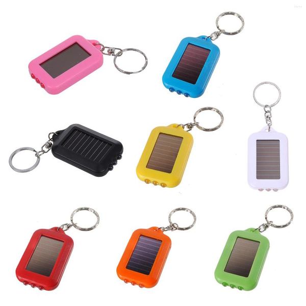 Lanternas tochas 10x mini energia solar recarregável 3lled Keychain Light Torch Ring