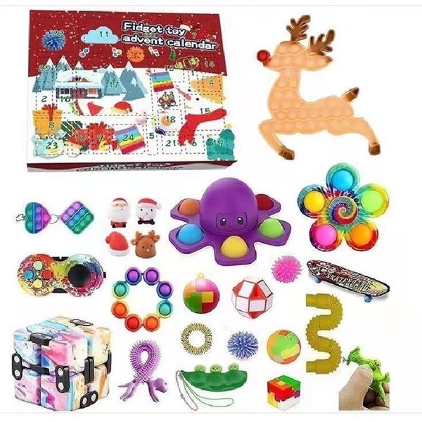 Рождественская игрушка поставляется 24 Fidget Advent Calendar Surpress Werder Gift Box Anti-Stress Simple Dimple Kids новинка Kawaii Sensory S 220924