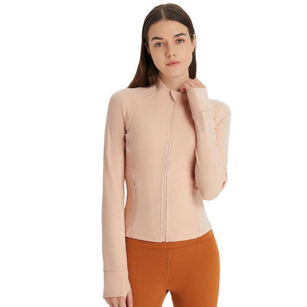 Damen Tops Yoga Reißverschlusstasche Motorradjacke Nude Feeling Slim Short Fitness Sportmantel