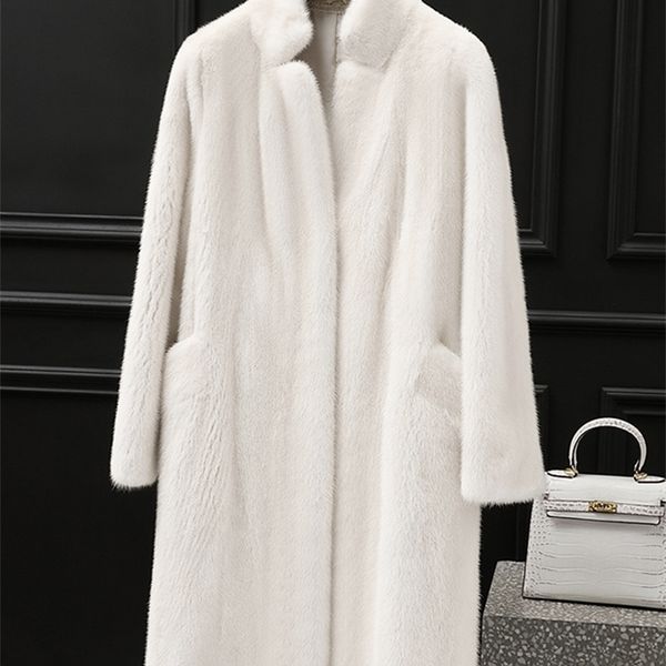 Mulheres jaquetas Lautaro inverno longo luxo branco grosso quente fofo faux mink casaco de pele mulheres manga longa grande tamanho de alta qualidade outerwear 4xl 5xl 220926