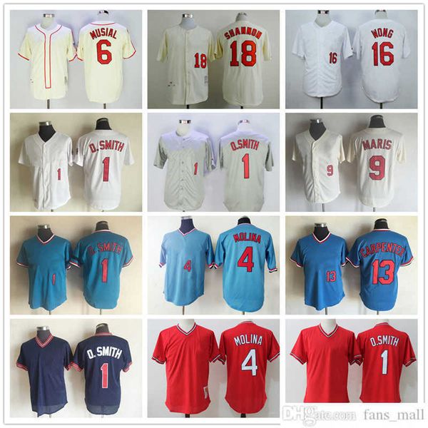 1938 Retrocesso Jersey Baseball Vintage 1 Ozzie Smith 4 Yadier Molina 6 Stan Musial 9 Roger Maris Carpenter Wong Shannon Jerseys 1944 1969 Retro