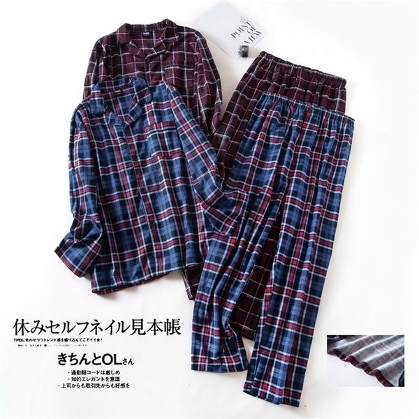 Menas de dormir masculinas 7xl grande tamanho de outono e design de xadrez de inverno de mangas compridas roupas de flanela roupas de pajamas de pijamas 220924