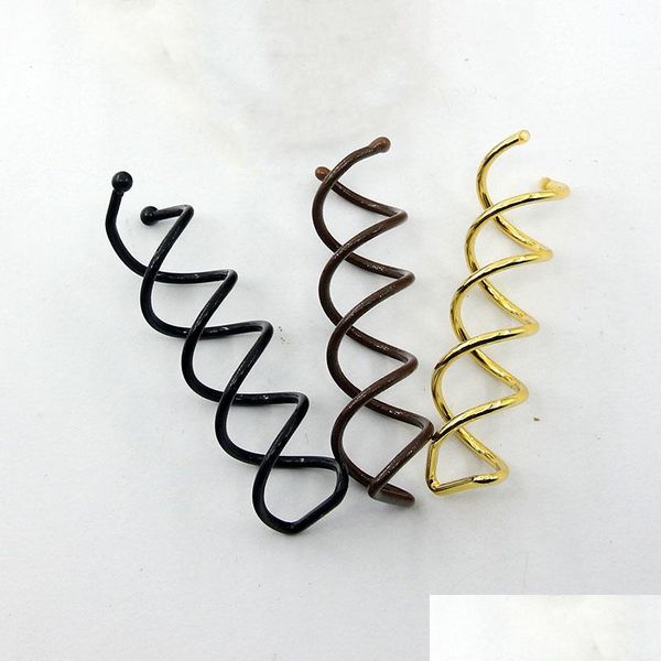 Clipes de cabelo Barrettes 10pcs/lot Gold sier cor preto rosa mulher clipe de cabelo pino de pino de estilismo parafuso de rotação espiral barrette 1497 q2 dhx39