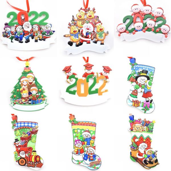 Ornamento natalizio in resina Gruppi familiari personalizzati Nome fai da te Benedizione Ciondolo appeso Regali di Natale Decorazione dell'albero
