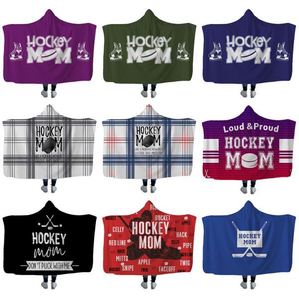 Hockey-Kapuzendecken Plüsch-Sherpa-Decke Weihnachten 3D-gedruckter Umhang-Umhang Fleece Weiche Winter-Wickelbettwäsche Quilt-Nap-Wraps P0927