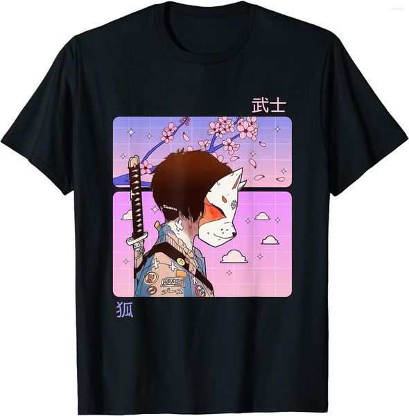 Herren T-Shirts Anime Girl Samurai Pastel Goth Ästhetisches Kawaii Otaku T-Shirt