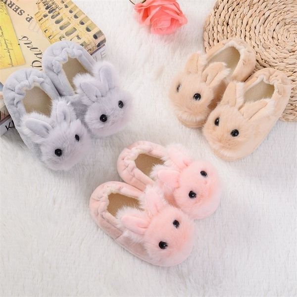 Slipper 29y Winter Kids Filk Cotton Slippers Children's Children Filds Baby Girls Cartoon Plush Rabbit 220924