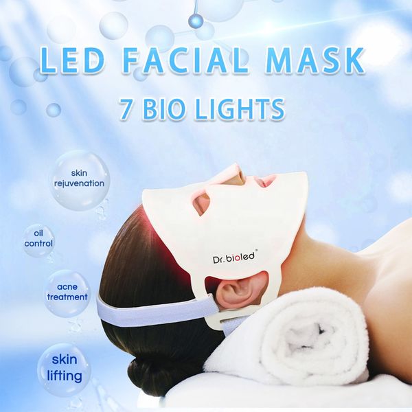 Máscara LED PDT Machine Rejuvenescimento elétrico Vermelho azul amarelo 7 coloros terapia de fóteia escudo face em casa terapia pessoal