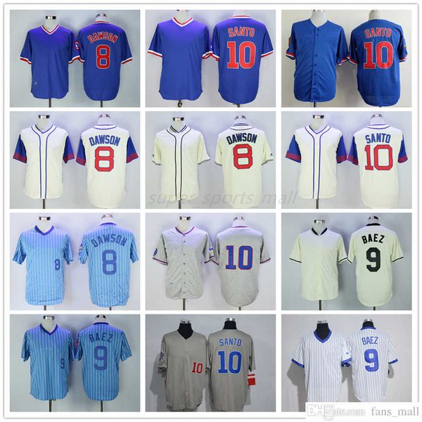 Mitchell e Ness Baseball Jersey Vintage Ed 10 Ron Santo 8 Andre Dawson 9 Javier Baez Jerseys 1994 Retro