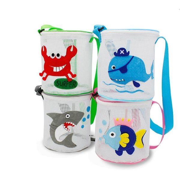 Kids Toys Beach Bags 3D Animal Shell Toys Collecionando Bolsa de Armazenamento Mesh Outdoor Bucket Tote Organizador Port￡til Splashing Sand Bolsa GWB15804