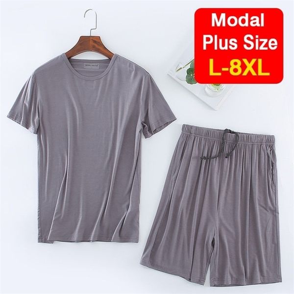 Pigiameria da uomo Plus Size 6XL 7XL 8XL Pigiama da uomo Set VNeck ONeck PJs Sleepwear Soft Modal Pantaloncini a maniche corte Set di abbigliamento da uomo casual 220924