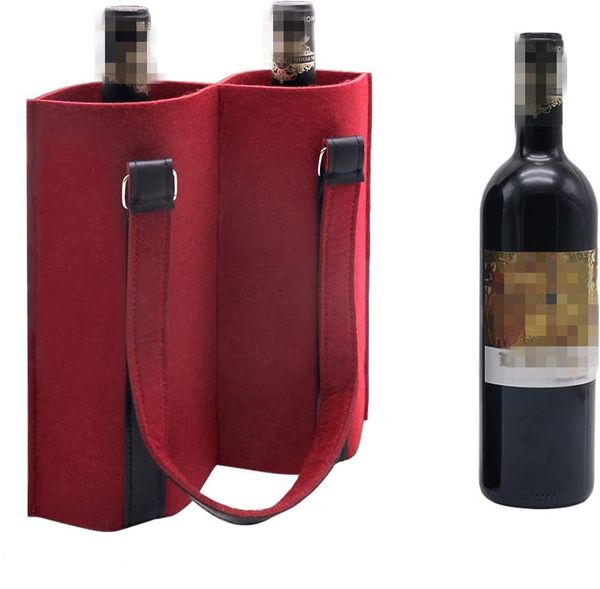 Sacos de garrafa de garrafa de vinho Bag de porta de vinho Felta de vinho com caixas de embalagem de alça para aniversário de aniversário e festival de festivais de jantar