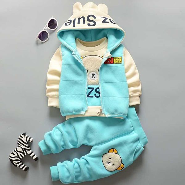 Giyim Setleri Kızların İlkbahar ve Sonbahar Üç Parçalı Bebek çocuk 0-1-2-3 yaşındaki Giysileri Erkek Çocuk Kış Peluş Y2209